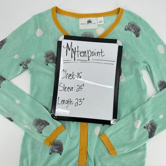 Anthropologie Giuliana Leila Road Rage Green Knit Punch Bug Small Cardigan - Picture 6 of 6